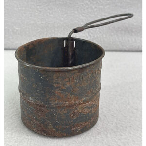 VTG 2 Cup Flour Sifter Embossed Tin Hand Crank Working USA Kitchen Tool